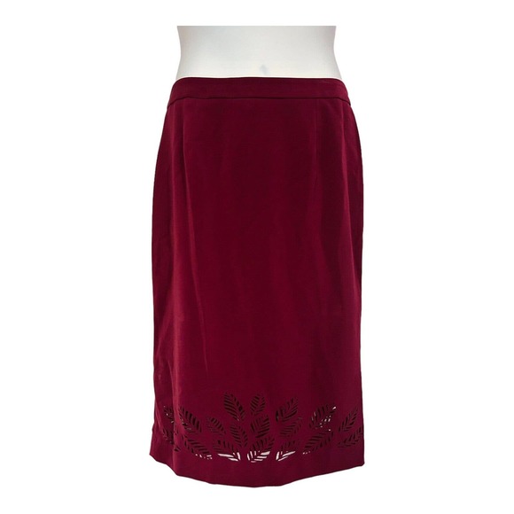 Midnight Velvet Cutwork Fall Burgundy Desk to  Dinner Office Power Skirt Suit - Picture 11 of 15